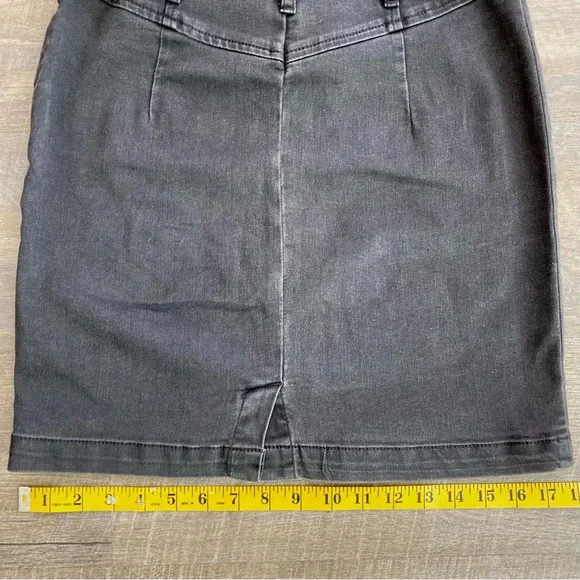 Free People Belted Zip Denim Mini Skirt Size 6 Washed Black Color - Picture 7 of 8